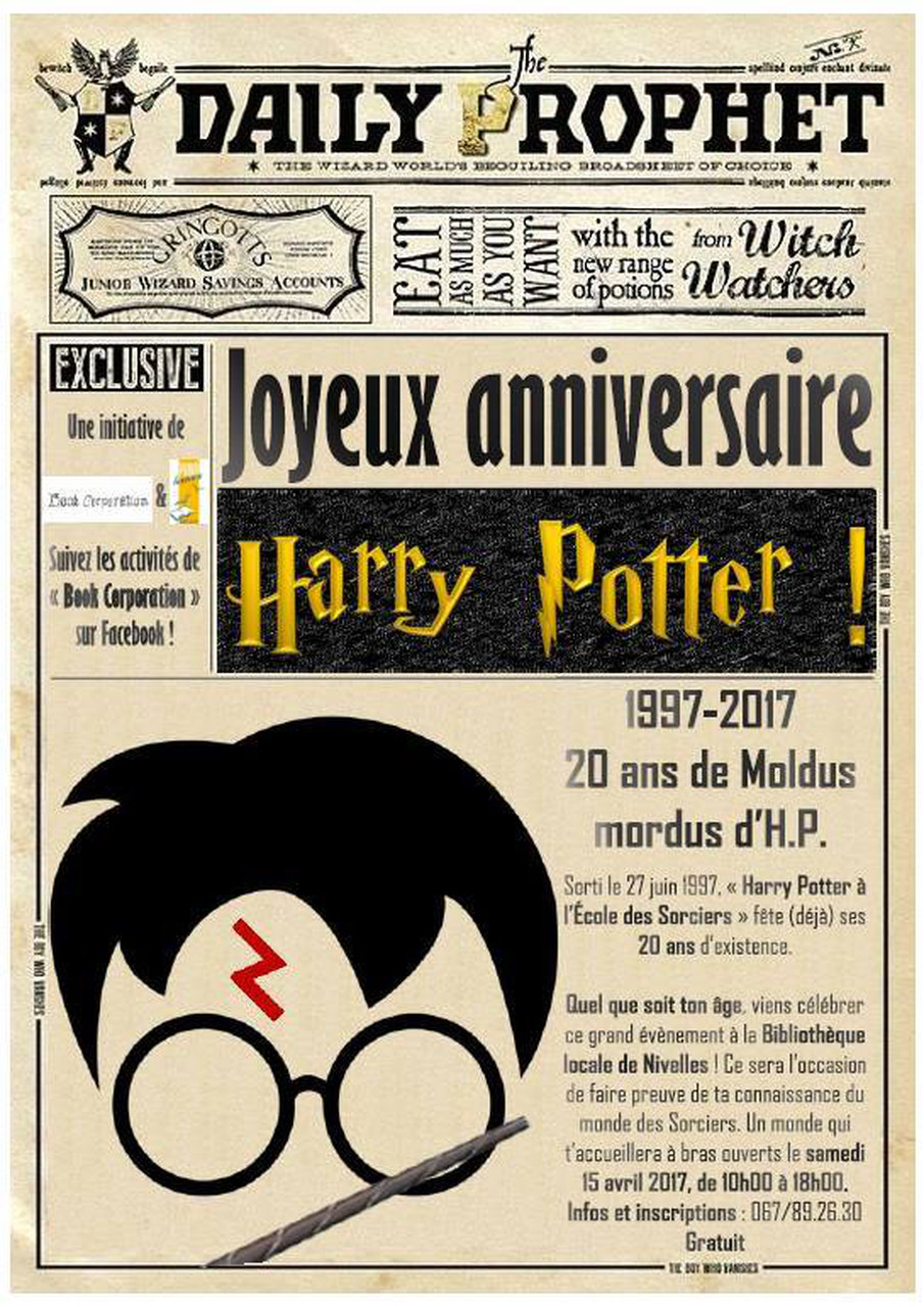 Harry Potter Joyeux Anniversaire Harry Potter Bibliotheque De Nivelles